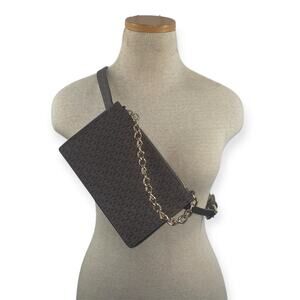 NEW Michael Kors MK Hip Fanny Pack Adjustable Belt Bag Gold Pull Chain Monogram